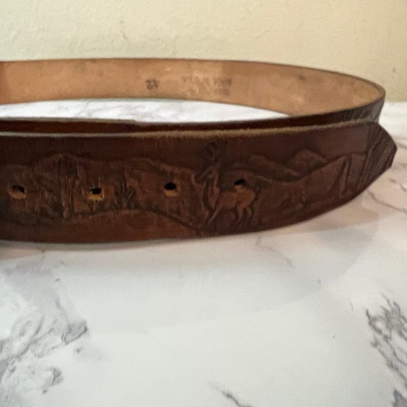 Chicago Terminal B&O Belt Buckle with Tooled Western Brown Belt - Picture 3 of 11